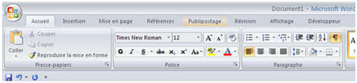 Capture d’écran de l’interface Microsoft Word